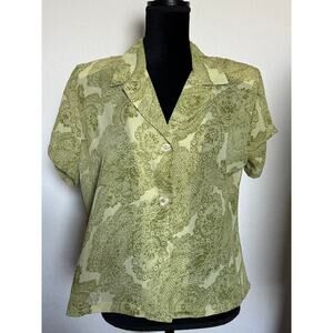 KM COLLECTION VINTAGE Padded Green Button Up Top
